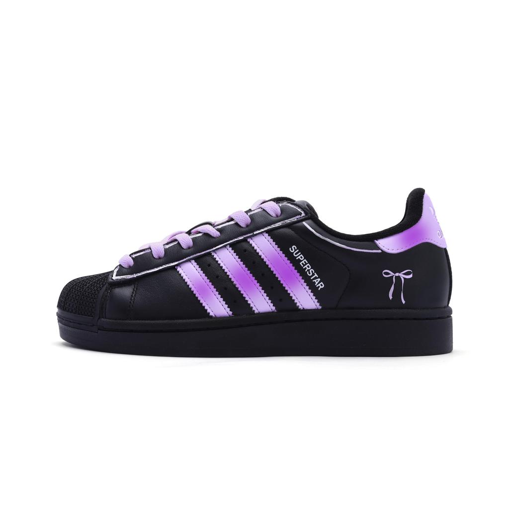 Adidas Originals Superstar 2 Leather Low top Skateboard Shoes Women's Black Purple JH9977(Team1704-SBOX)