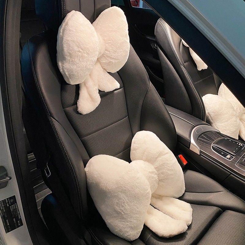 Car Headrest Bowknot Neck Support Pillow - Cervical Seat Cushion Pair
