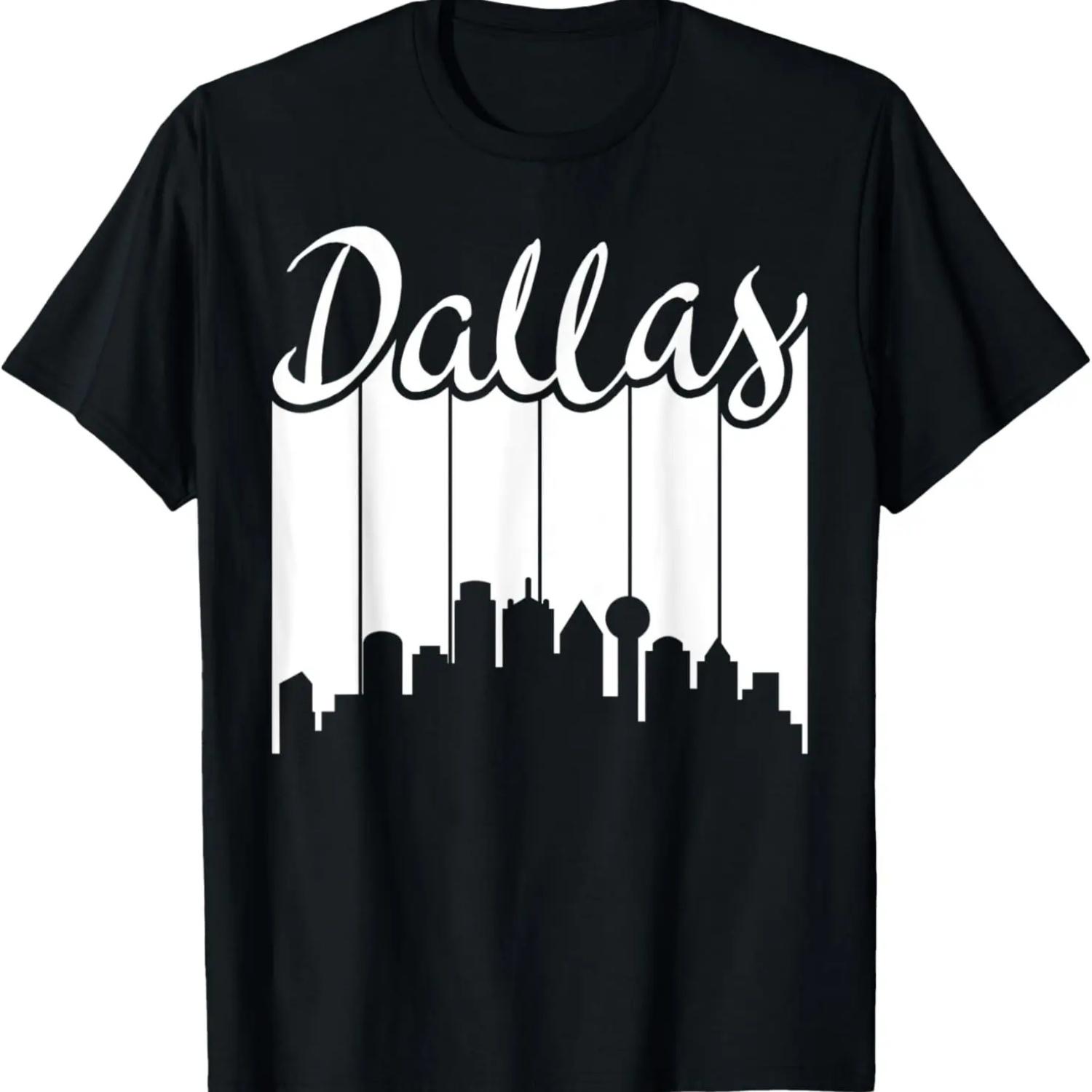 Dallas - City Pride - Retro Skyline Silhouette Image - Texas T-Shirt S чёрный