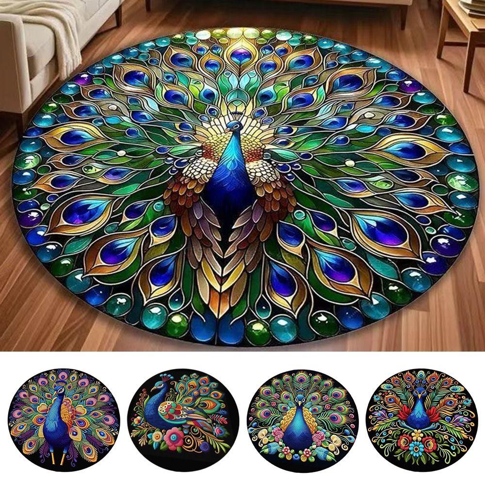 Non-slip Peacock Carpet Soft Door Gasket Durable Blanket  for Living Room Tea Table Bedside