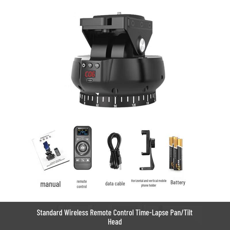 8-Light Load Panoramic Electric Pan-Tilt Head for DSLR Camera, 360° Time-Lapse Photography, Auto Rotation Control
