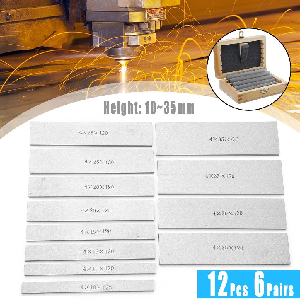 6 Pairs 12Pcs 120mm X (10-35mm) Ideal for Vice Milling Machine Lathe Parallel Pad Gauge Block CNC Milling Pads Set