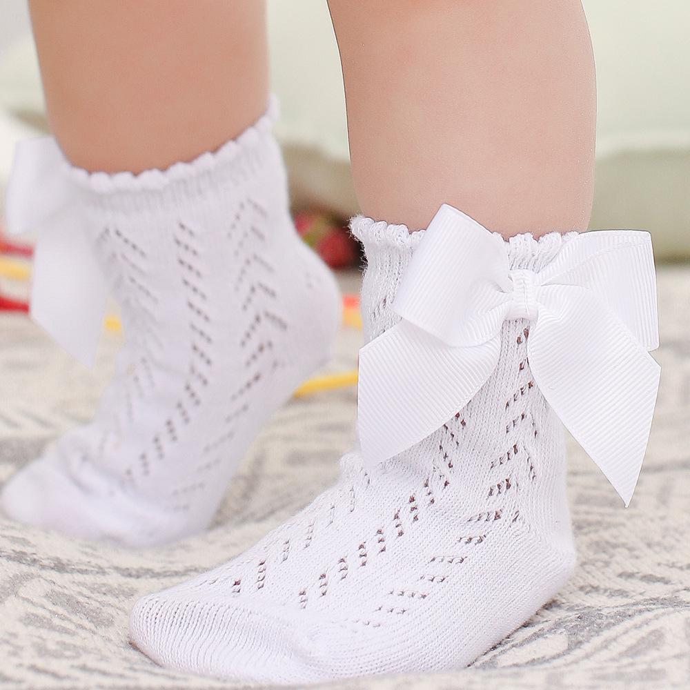Sommer Mesh Neugeborenen Baby Mädchen Socken Mode Bogen Dünne Socken für Mädchen Infant Kleidung Zubehör Weiß Rot Farbe 0-5Year