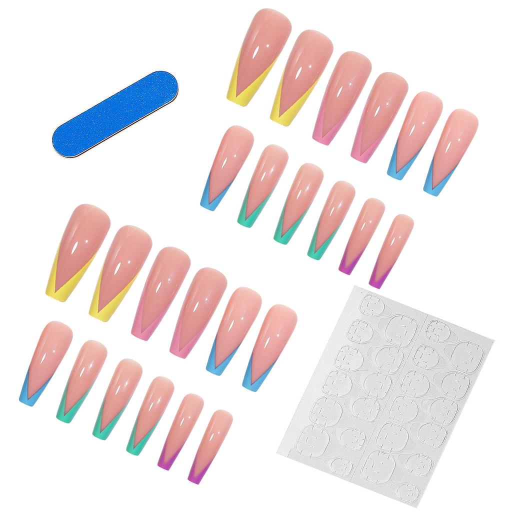 Long Ballet Color French Wear Nail Art False Nail Art Patch Nail Film Waterproof Removable Nail Film