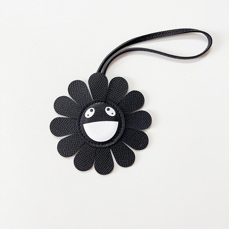 Sunflower Heronsbill Keychain Pendant For Women Backpack Bag Charm  Genuine Leather Charm