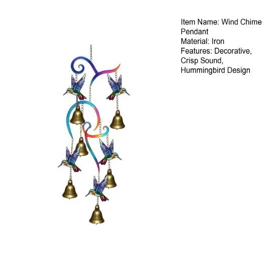 Hummingbird Wind Chimes, Lifelike Hummingbird Metal Wind Bell, Crisp Sound Garden Hanging Pendants for Garden Balcony Porch Decor