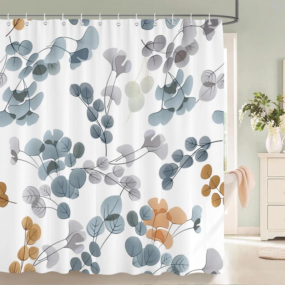 Elegant Flowers Shower Curtain 180x180cm Floral Printed Shower Curtain Polyester Bath Curtain Bathroom Decor Washable With Hooks