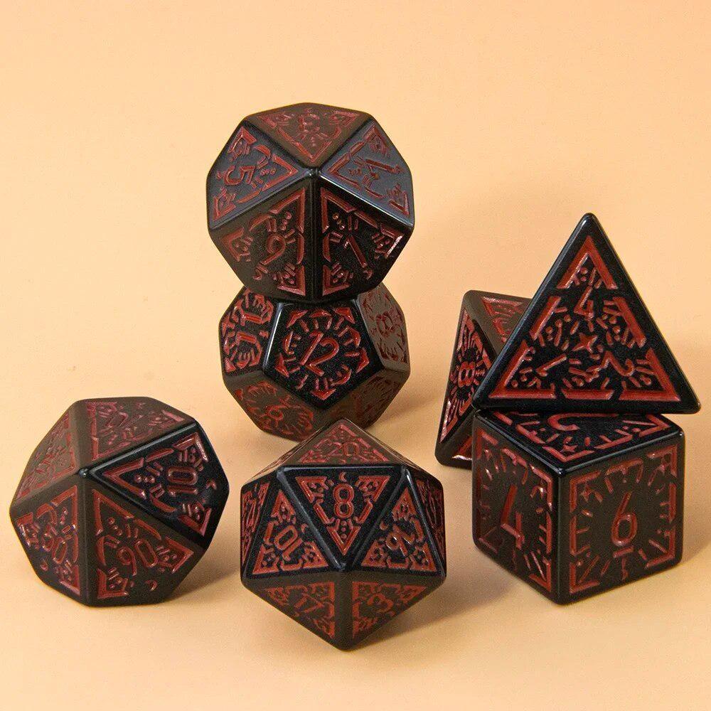 DND Polyedrisches Würfelset 7-tlg. D4-D20, Erstaunliche gravierte Spielewürfel für Souvenir-Unterhaltung RPG-Brettspiel