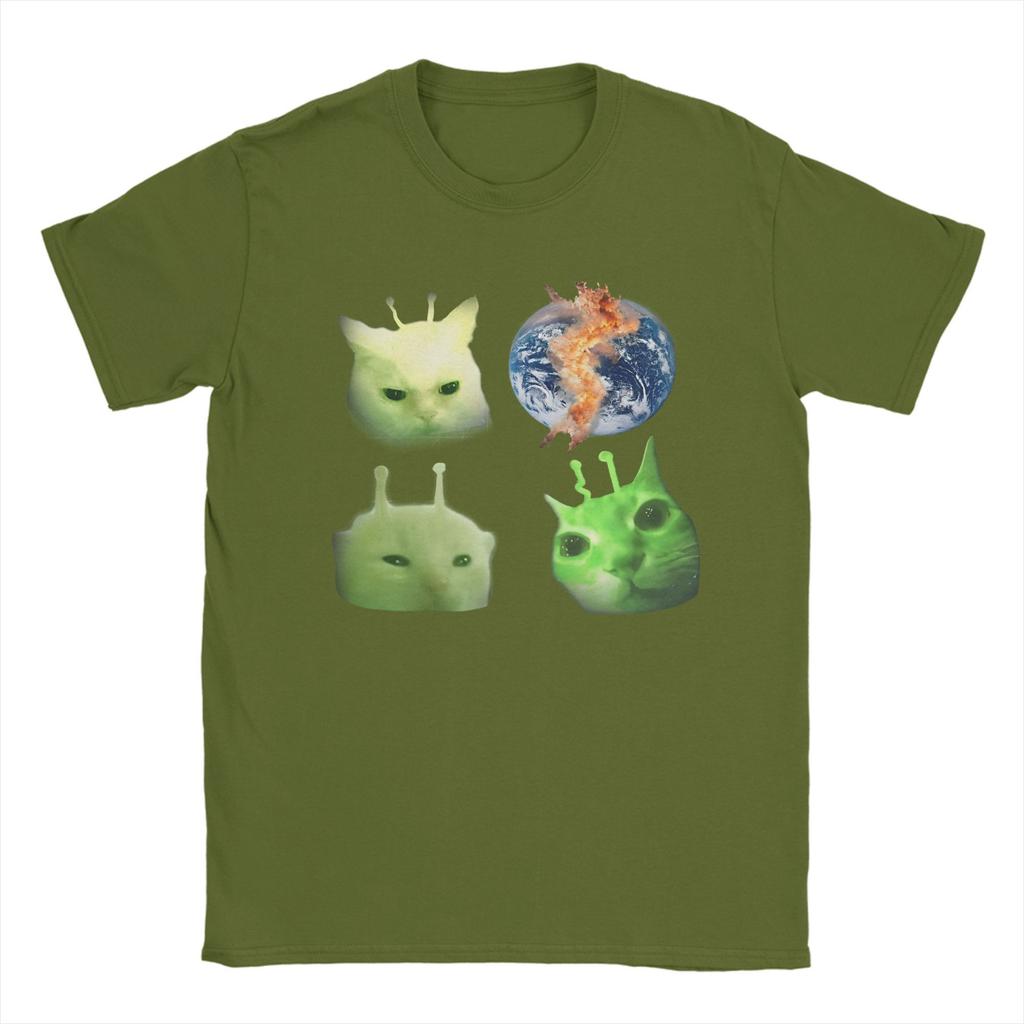 Mode Drei Glorps Alien Katze Meme T-Shirts für Herren Rundhals 100% Baumwolle T-Shirt Kurzarm T-Shirt 4XL 5XL Kleidung