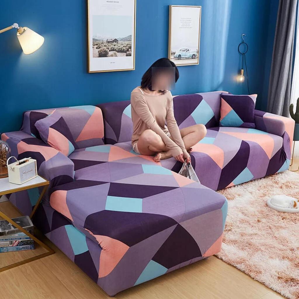 Elastic Sofa Covers for Living Room Pets Kids Chair Couch Cover Corner L Shaped Chaise Longue Slipcover Included 2pieces Cover
