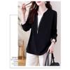 Fake Two-piece Long-sleeved T-shirt Bottoming Shirt with Contrast Zipper Round Neck Autumn and Winter Fashionable Casual Top