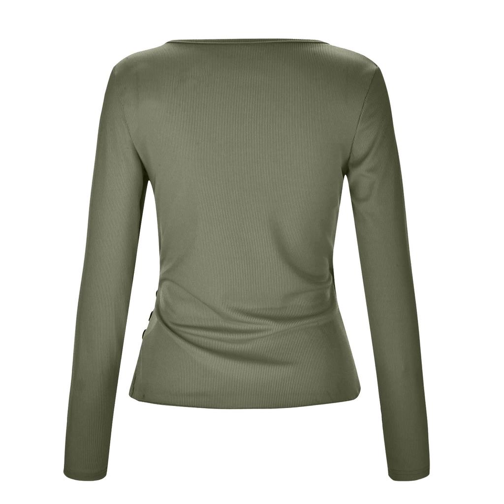 Spring And Autumn Women's T-shirt Sexy Hot Girl Big V-Neck Slim Knitted Top