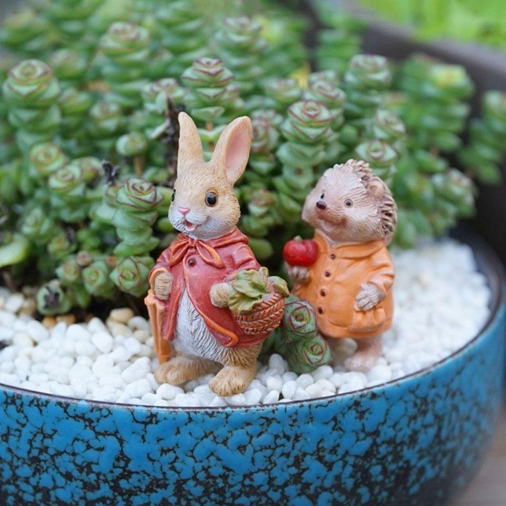 Cute Pastoral Bunny Ornaments Rabbit Potted Ornaments New Resin Crafts Balcony
