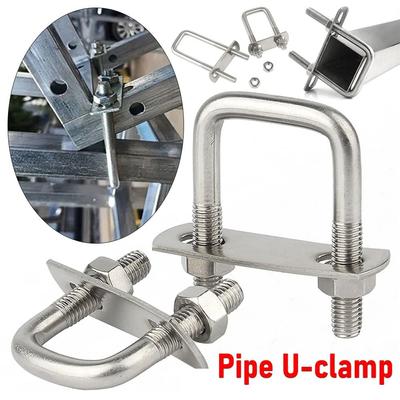 2Sets New Iron Square Clamp With Baffle Right Angle U-bolt Pipe U-clamp M6 Screw Squa Bolt