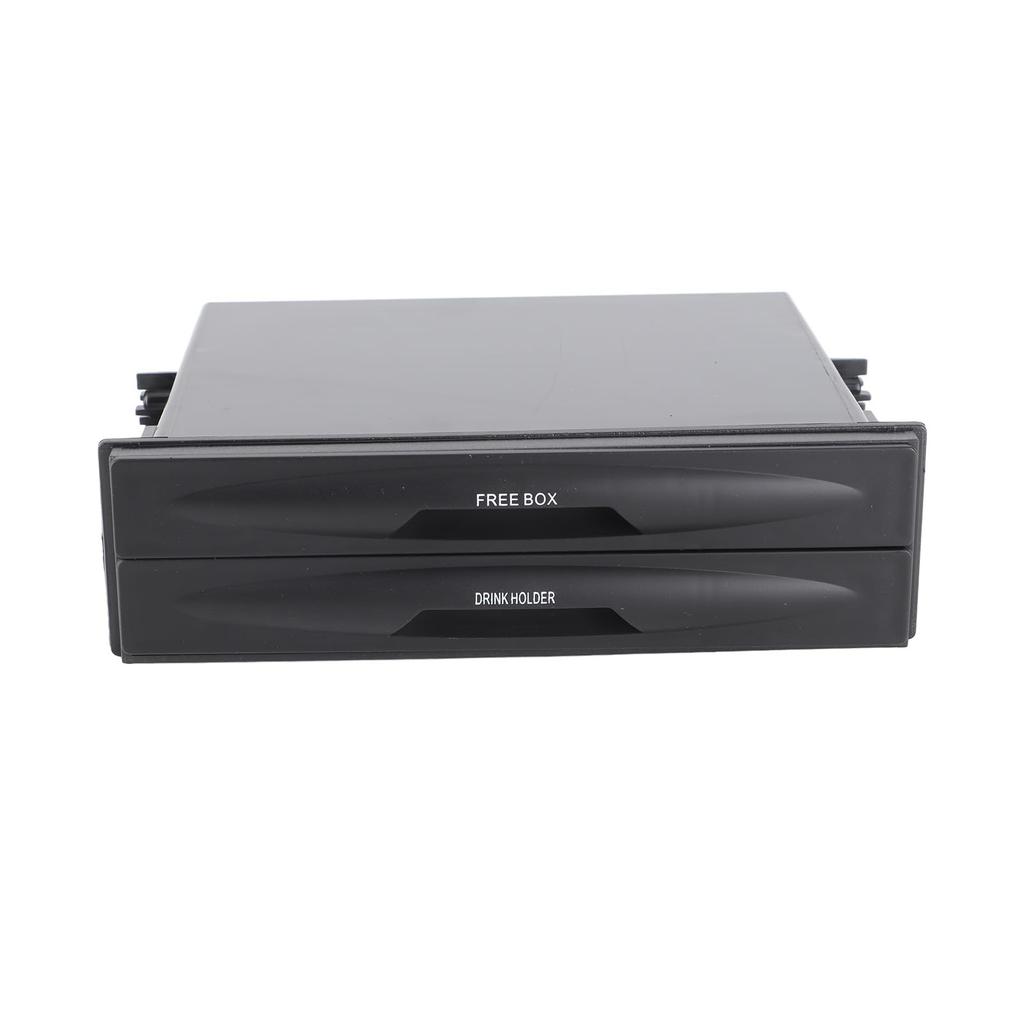 Car Auto Double Layer Radio Pocket Drink Cup Holder Storage Box Black 1 Din