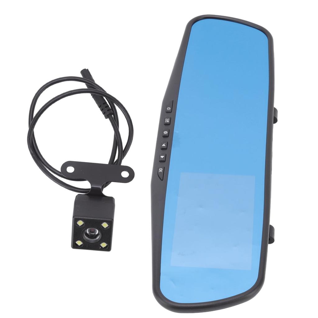 Rearview Mirror Dash Cam 4.3in Screen 1080p Loop Recording Built in G Sensor Parking Monitoring for Car