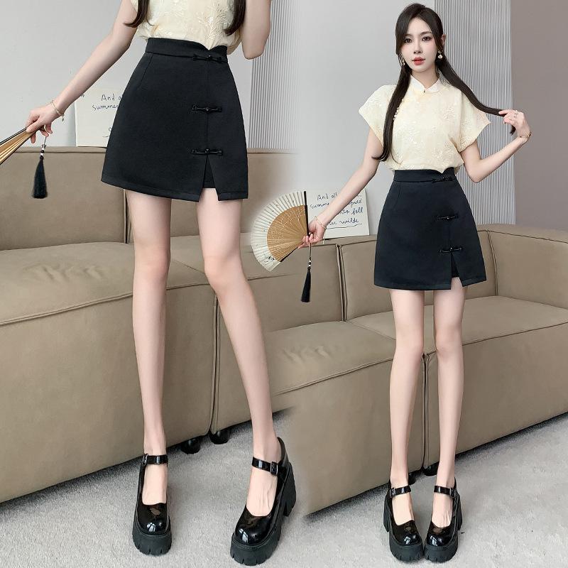 

Ретро юбка женская летняя юбка на бедрах этнический стиль короткая юбка женская XL чёрный