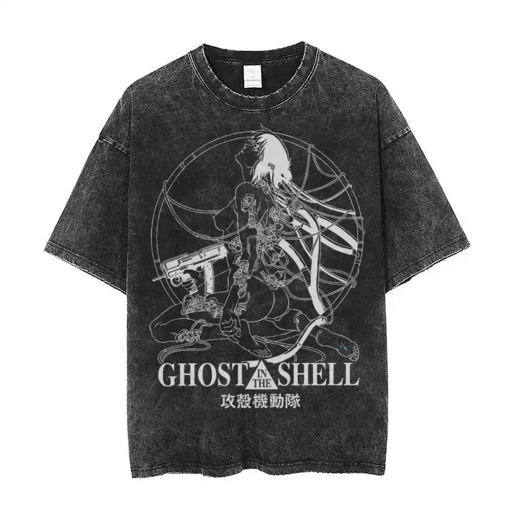 Ghost In The Shell Vintage Tee Ghost In The Shell Merch Anime Washed Vintage Loose Unisex High Quality Hot Product Oversized
