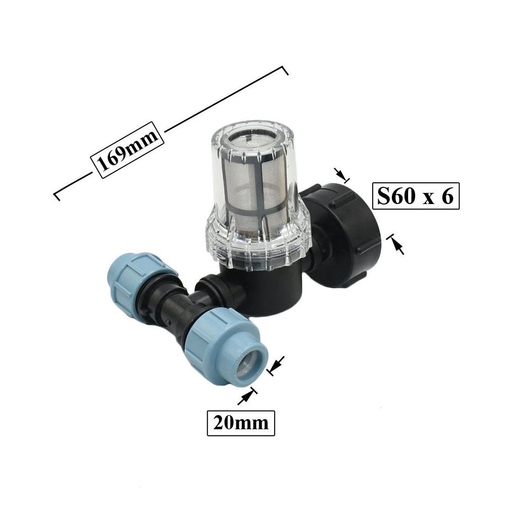 Złączka do rur z tworzywa PE 20/25/32mm Filtr S60 Adapter IBC Trójnik Kolanko Rozdzielacz Wody na 2 drogi Złącze Rury Do Nawadniania Farmy