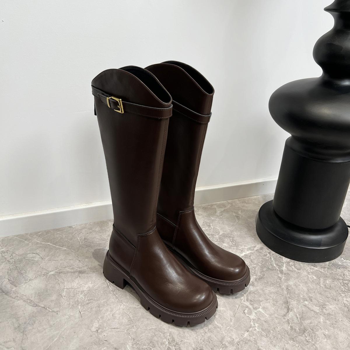 

Маленькие длинные сапоги на толстой подошве женские осенне-зимние бархатные тонкие высокие сапоги с V-образным вырезом рыцарские сапоги длинные сапоги 40