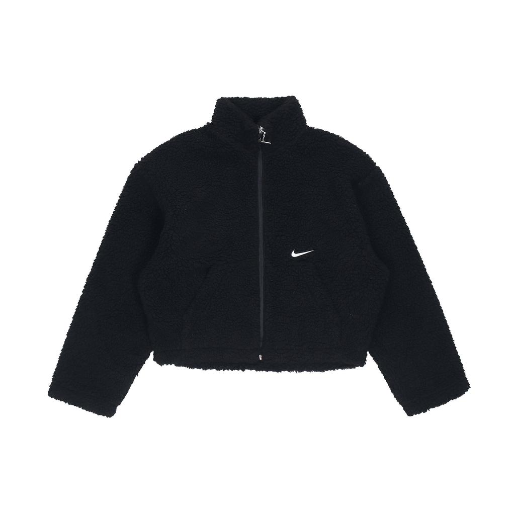 Nike Logo Print Solid Color Loose Short Embroidered Jacket Women Jackets Black DM1764-010