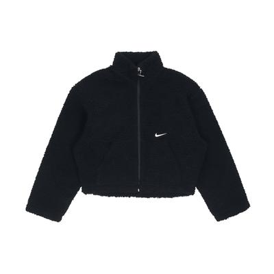 Logo Print Solid Color Loose Short Embroidered Jacket Women Jackets Black DM1764-010