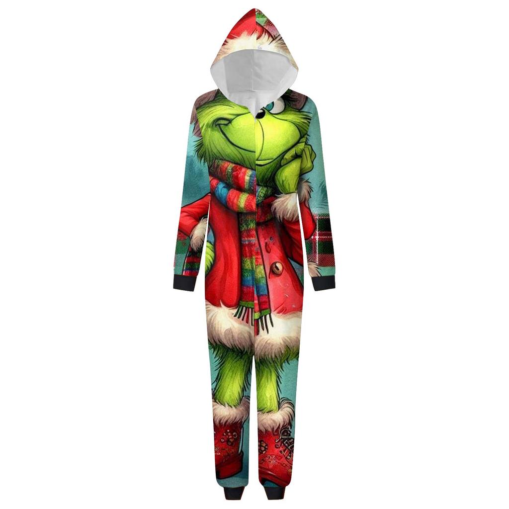 Eltern-Weihnachten Bedruckt Eltern-Kind Kapuzen-Reißverschluss Einteilige Homewear