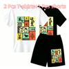 Fashion Retro Mysterious Runes Print Outdoor Street Kids T-shirt and Shorts Summer Home Casual Outfit Boy and Girl's Sports Set