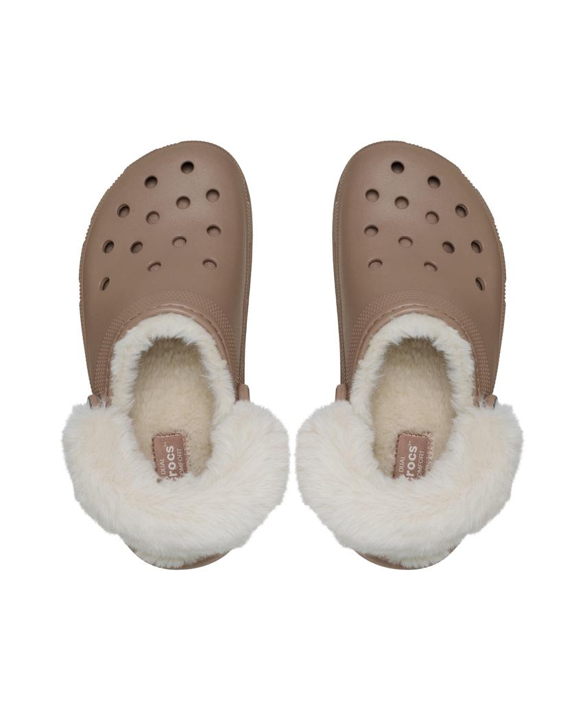Crocs Classic Platform Fuzz Lined Clogs - Latte / 212854-2Q9