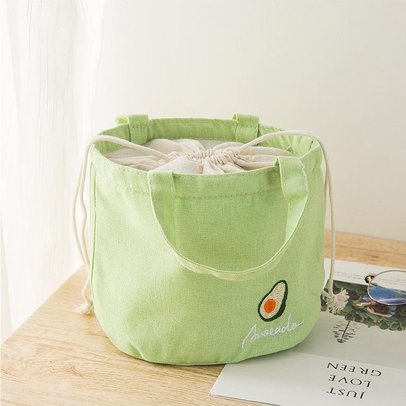 Fashion Lunch Bags Drawstring Picnic Tote Portable Insulation Lunch Box Small Handbag Drink Cooler Bag Cute Food Storage Bags