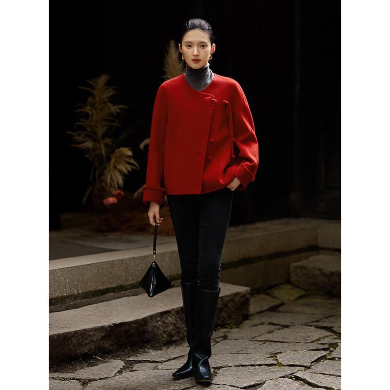 XWI Women's New Chinese Style Double-faced Merino Wool Coat