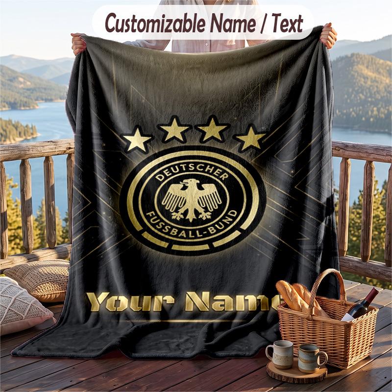 Flannel Blanket Germany national football team Print Custom Name Text Soft Throw for Sofa Bed