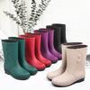 Fashion Rain Shoes Women's Medium Tube Warm Rain Boots Non-slip Women's Water Shoes Rubber Shoes Adult Cotton Water Boots Overshoes