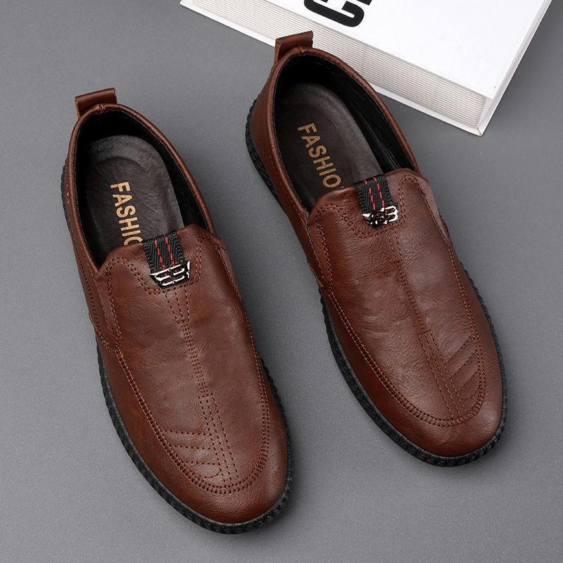 

Мужская повседневная обувь весна низкие дышащие универсальные кожаные туфли мягкая подошва удобные туфли для работы на одной педали обувь Дуду 44