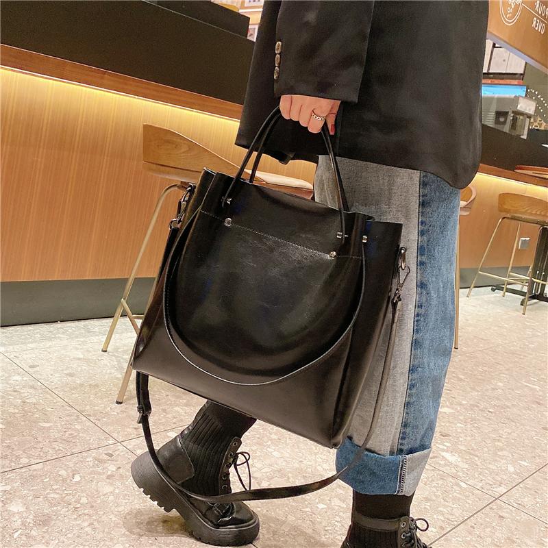Toptrends Cowhide Genuine Leather Bucket Shoulder Bags For Women  Trend Vintage Designer Crossbody Bags Tote Ladies Handbags