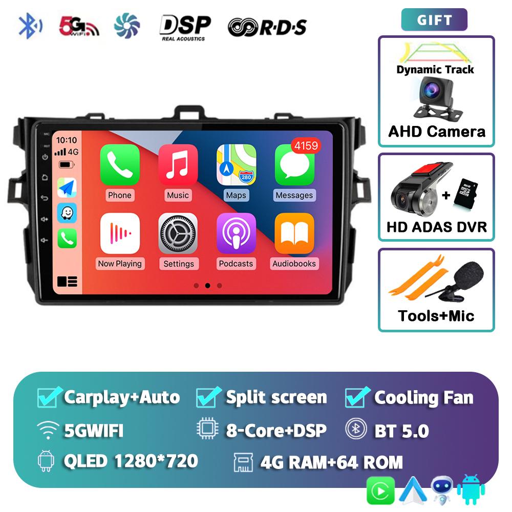 Android 14 Carplay 2din Car Radio For Toyota Corolla E140/150 2007 2008 2009 2010 2011 2012 2013 4G GPS Multimedia Player Stereo