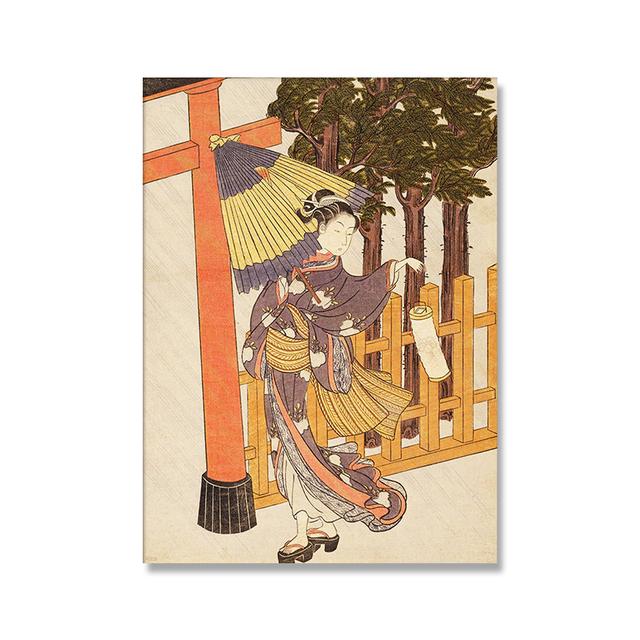 Japanese Style Poster Retro Canvas Painting Edo Era Geisha Mural Picture Art Nordic Modern Living Room Bedroom Home Decoration No Framed