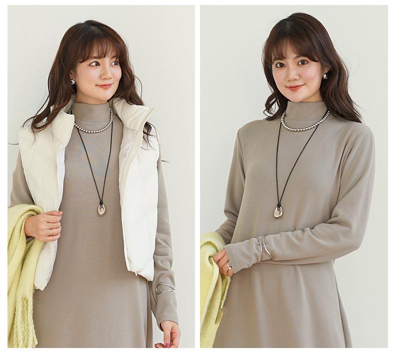 Autumn/Winter Brushed Half-High Collar Long Sleeve Slimming Dress