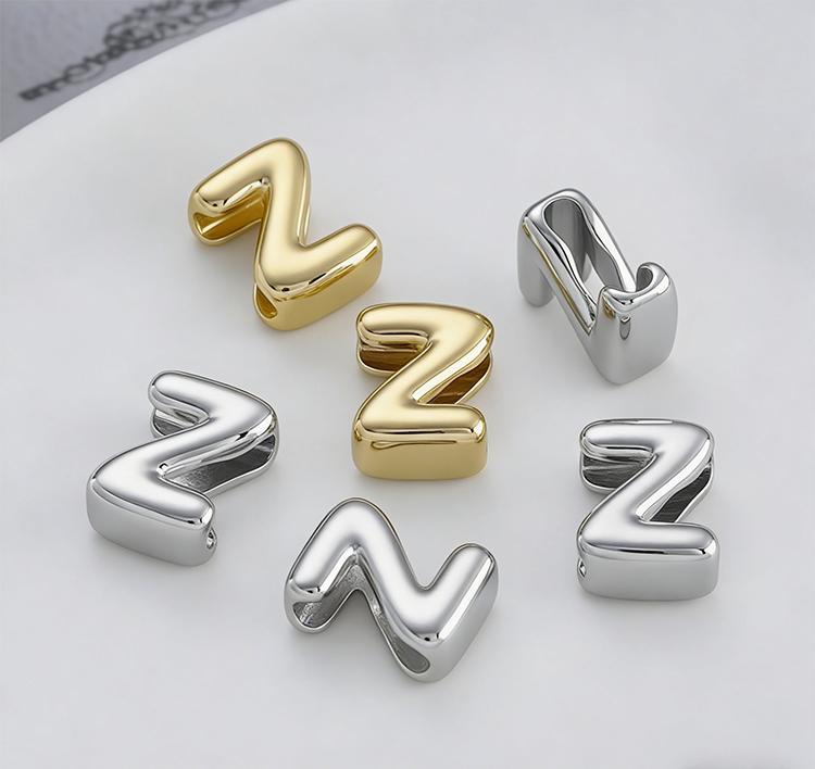 1pc Alphabet Bead Polished Design Mini 3D Bubble 26 Letter Charm for DIY Necklace Bracelet Jewelry Making