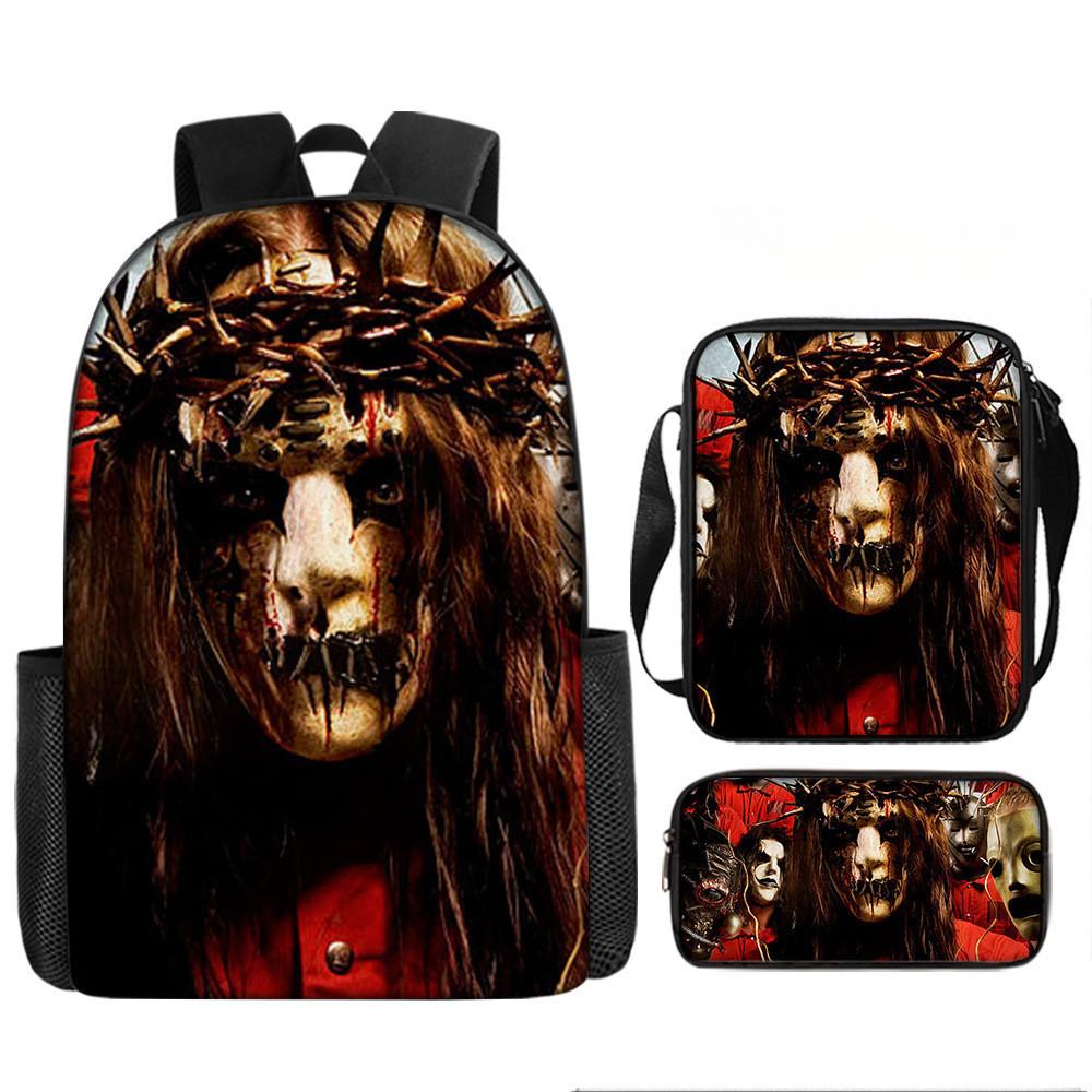 Set Zaino a 3 Pezzi Borsa a Tracolla Astuccio Slipknot Tessuto Oxford Per Materiale Scolastico
