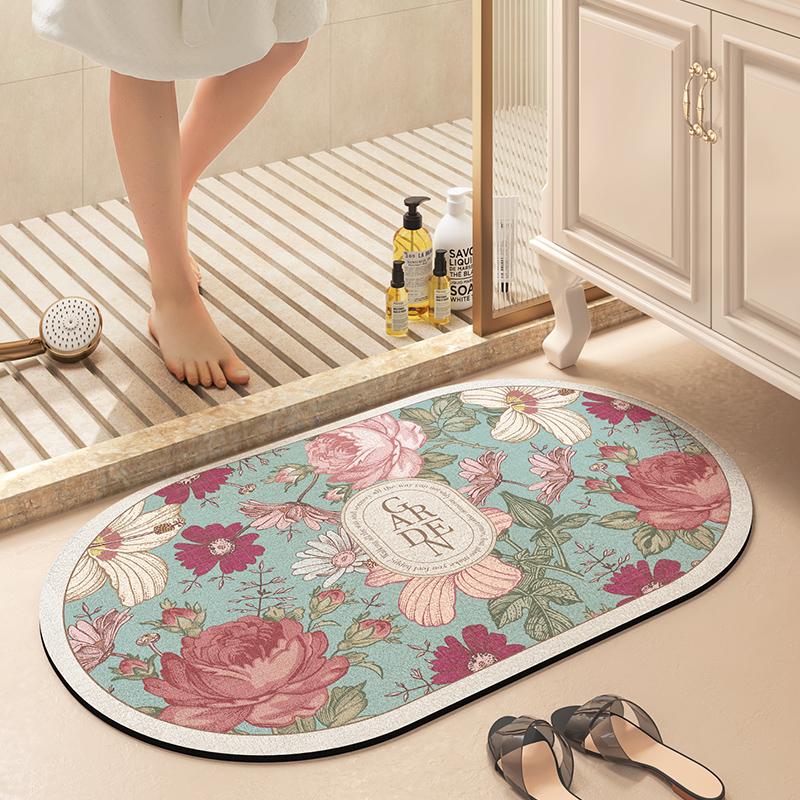 Bathroom absorbent floor mat household toilet door foot mat toilet carpet bathroom non-slip mat diatom mud cushion