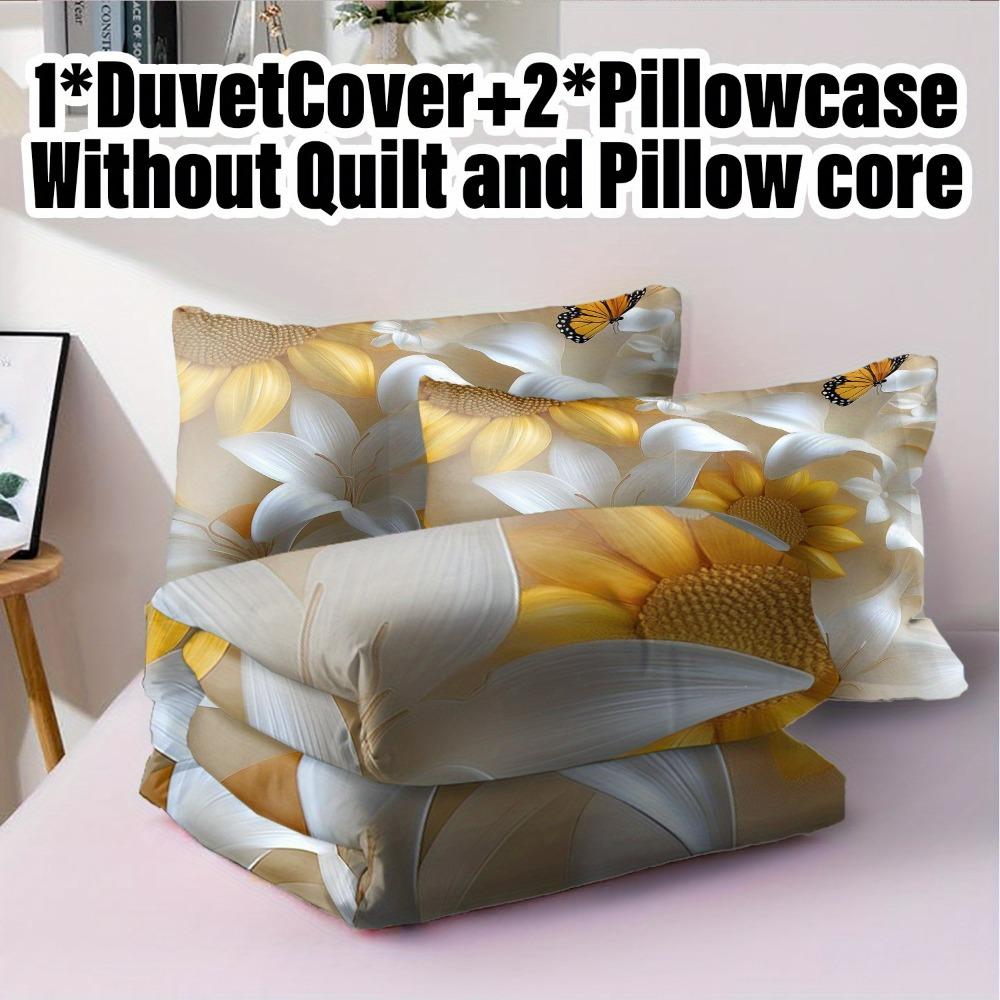Sunflower Butterfly 3D Print Bedding Set Washable Duvet Cover Duvet Cover King Queen Twin Single Size Bithday Gift Bedroom Decor