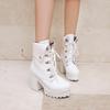 Large Size Martin High Heel Boots Coarse Heel Women's Shoes Winter Round Head - Versatile European and American White