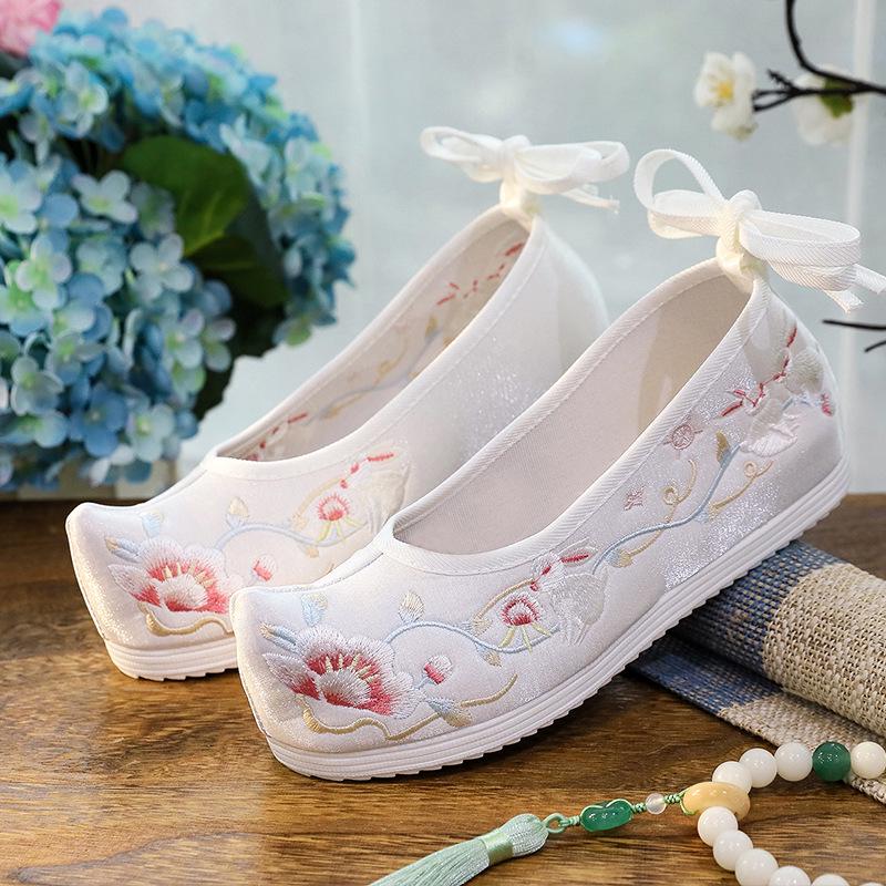 Frühling Sommer Kreuzbein Hanfu Damen Stickerei Schuhe: Antiker Stil, Erhöhte Sohle
