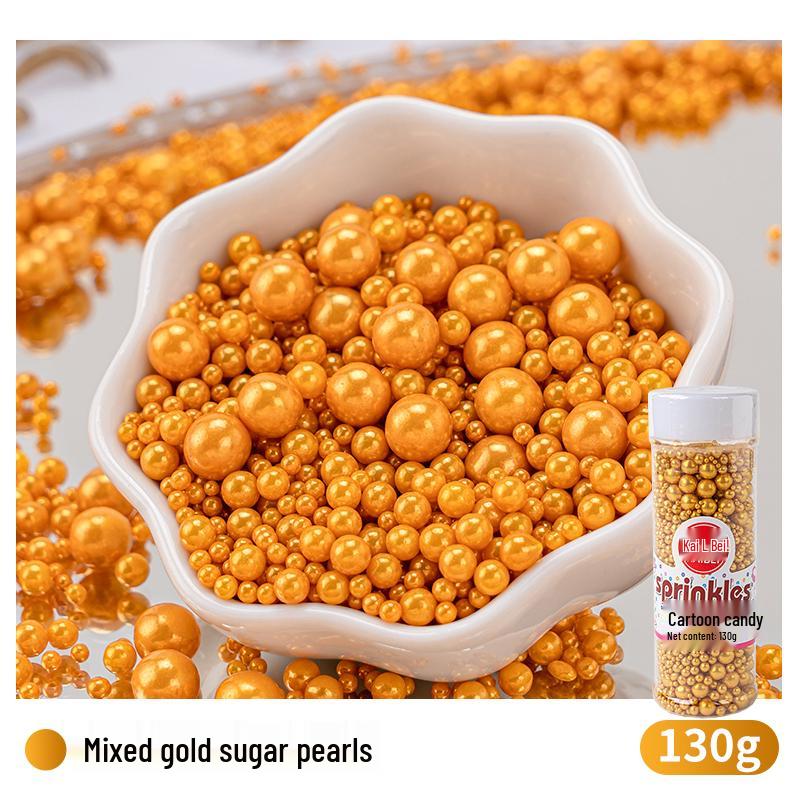 Quick Cake Decor: Gold Sugar Pearls & Lustre Dust with Birthday Theme Insert Cards