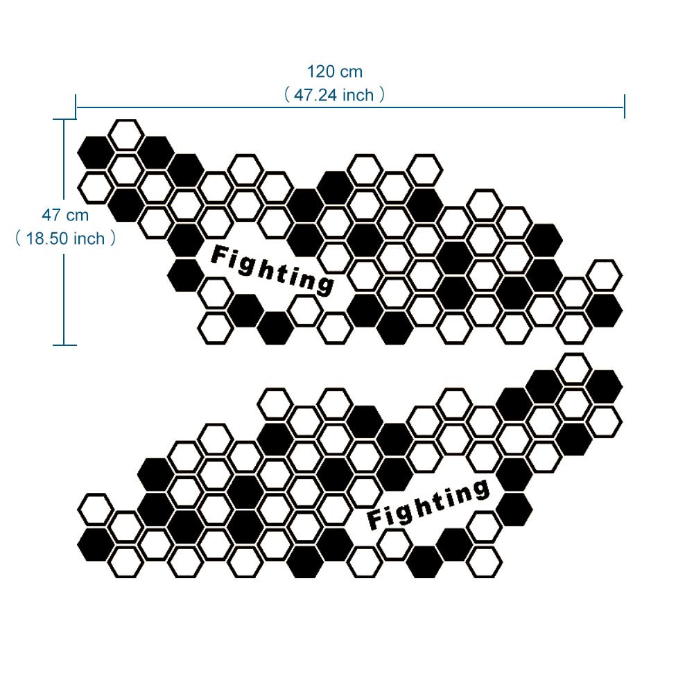 

2 шт. наклейки на боковые поверхности кузова автомобиля, сотовая графика, боковые наклейки для талии двери, виниловые наклейки из ПВХ, декоративная картинка чёрный