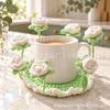 Handmade Crochet Flower Coaster for Coffee Mug, Cute Knitted Cup Mat, Table Decor Gift