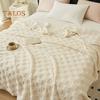 Flannel Blanket Thickened Double-sided Plush 3D Checkered Texture Solid Color Office Nap Home Bed Sofa Travel Cozy Warm Winter Blanket