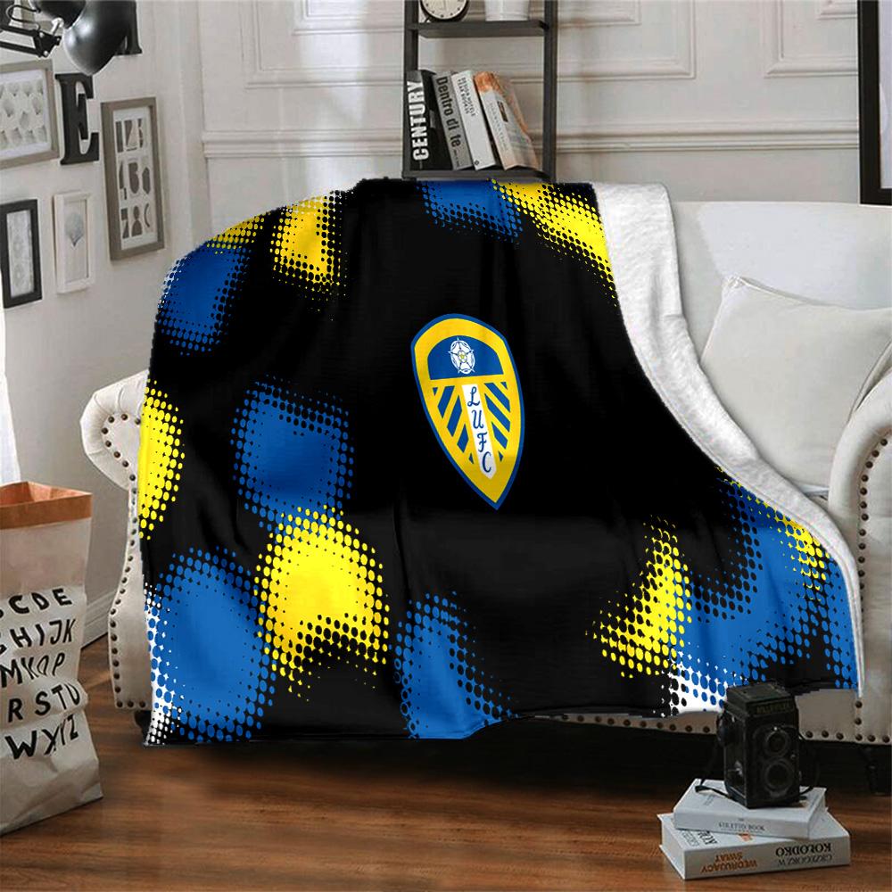 Leeds United Crest Legacy Flannel Blanket, Soft Polyester, Modern Design, All-Season for Camping, Travel, Gifts for Holidays or Birthdays