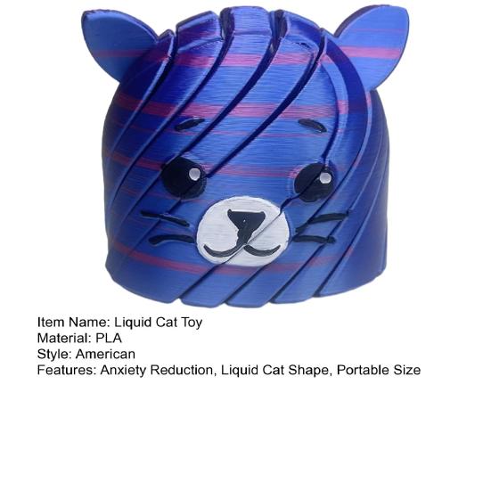 Liquid Cat Fidget Toy Anxiety Reduction Focus 3D Printed Cat Sensory Toy Home Travel Office Portable Stress Relief Flexible Cat Relaxation Toy